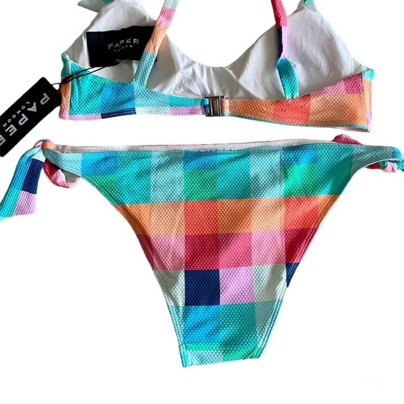 Paper London Lucia Bikini Top & Carla Bikini Bottoms Tropical Check Size M - Picture 6 of 6